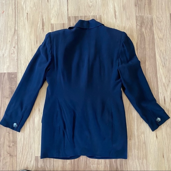 Vintage Hugo Buscato Milano Navy Silk Blazer Jacket 8 - Picture 5 of 9